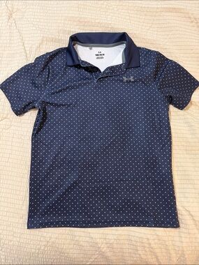 Under Armour Navy Polo with White Dot Print